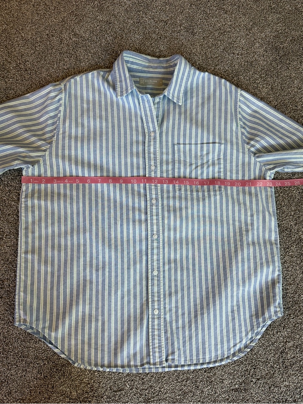 Everlane Organic Cotton Blue Stripe Button Down Shirt Size 12 - Picture 4 of 7